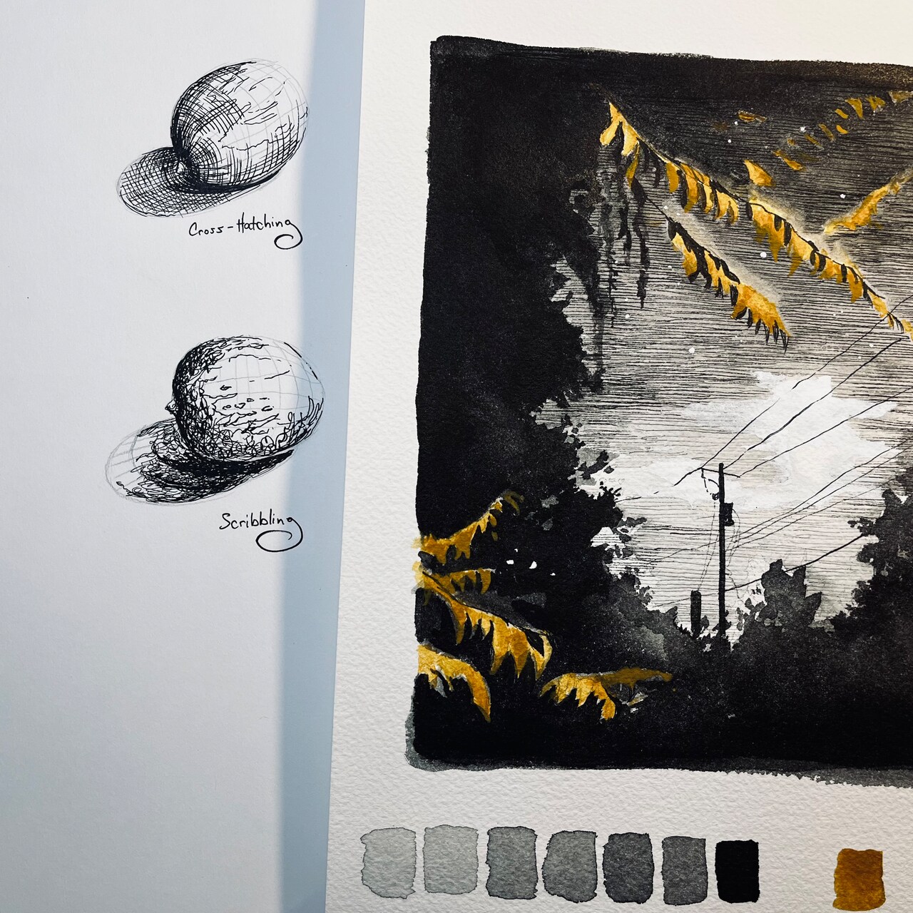 Create a Pen & Ink Moonscape, Part II with @AdrienneHodgeArt